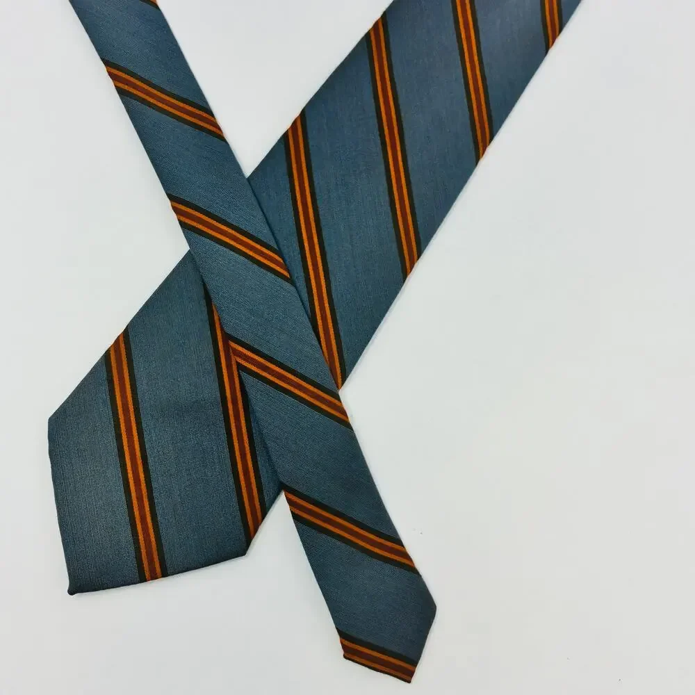 Resisto Original Gray Orange Stripe Silk Tie 3.5 x 53.5 Vintage Classic Necktie